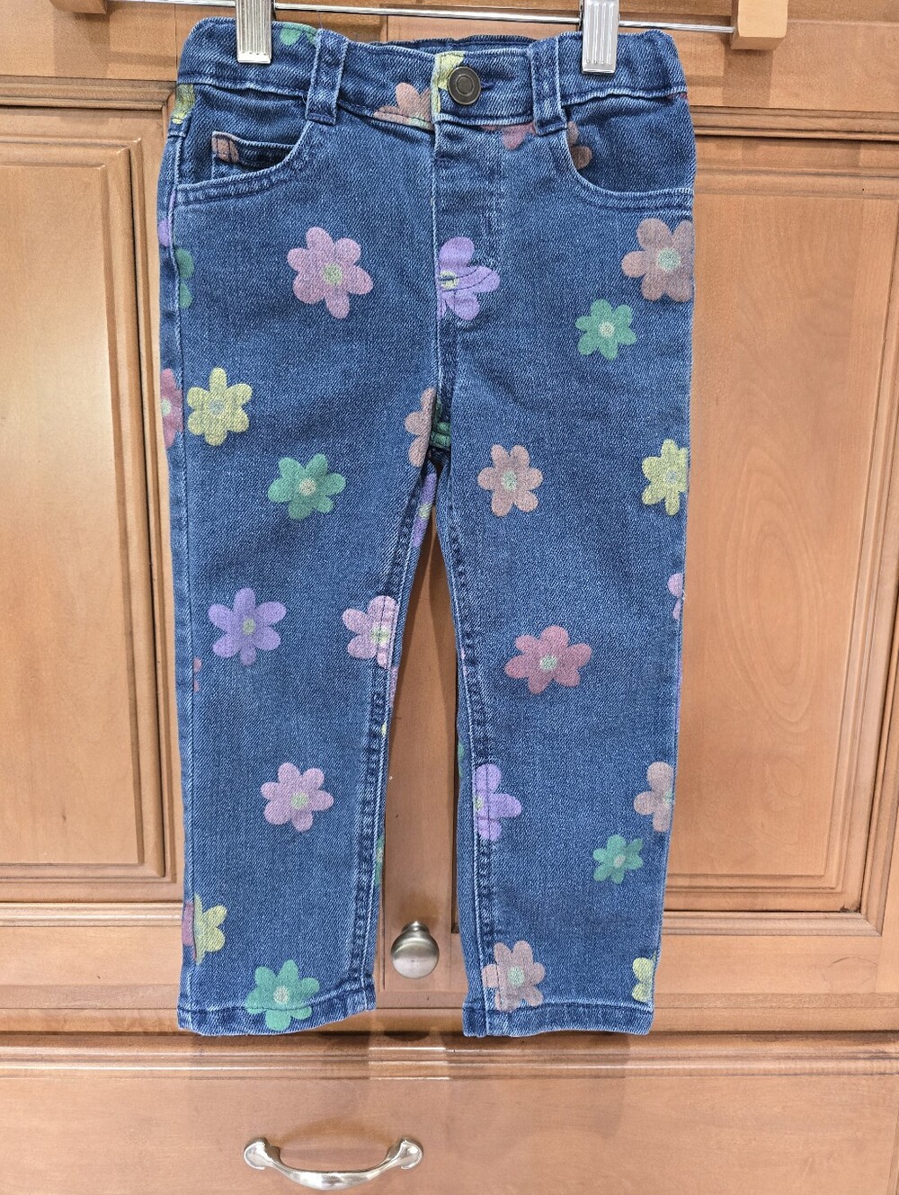 Garanimals Girls' Denim Jeans with Pastel Flower Print - Blue